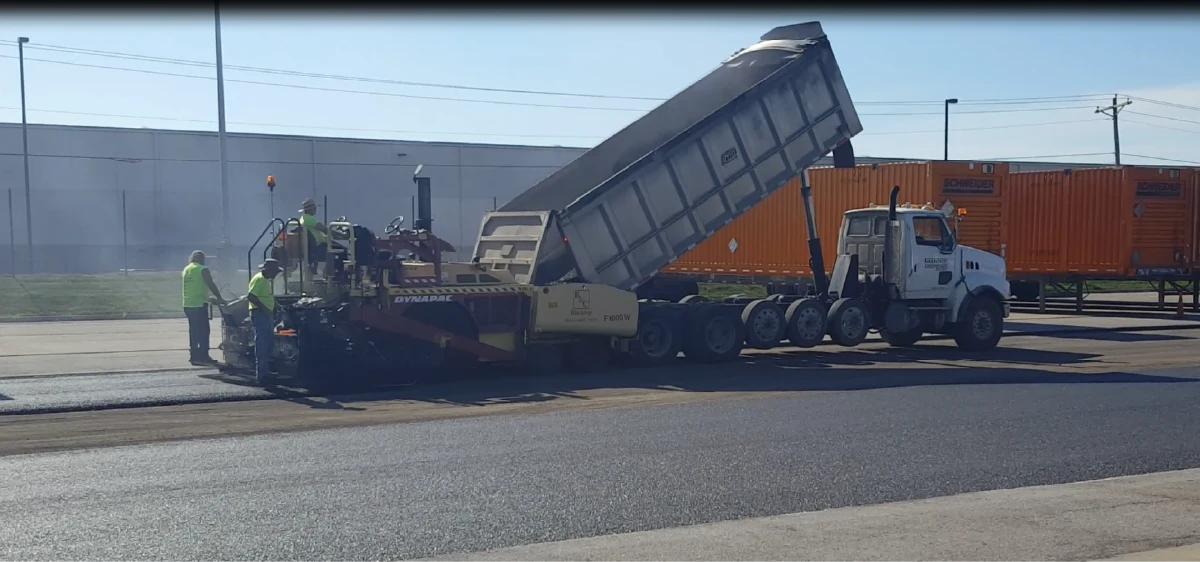 B&C Blacktop team pouring tar for blacktop